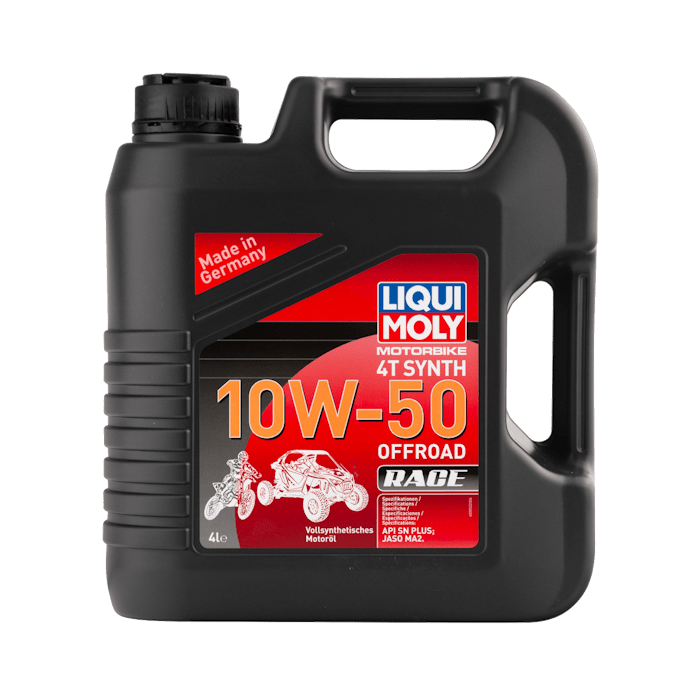 Синтетическое моторное масло для 4-тактных мотоциклов LIQUI MOLY Motorbike 4T Synth Offroad Race 10W-50 / 4л