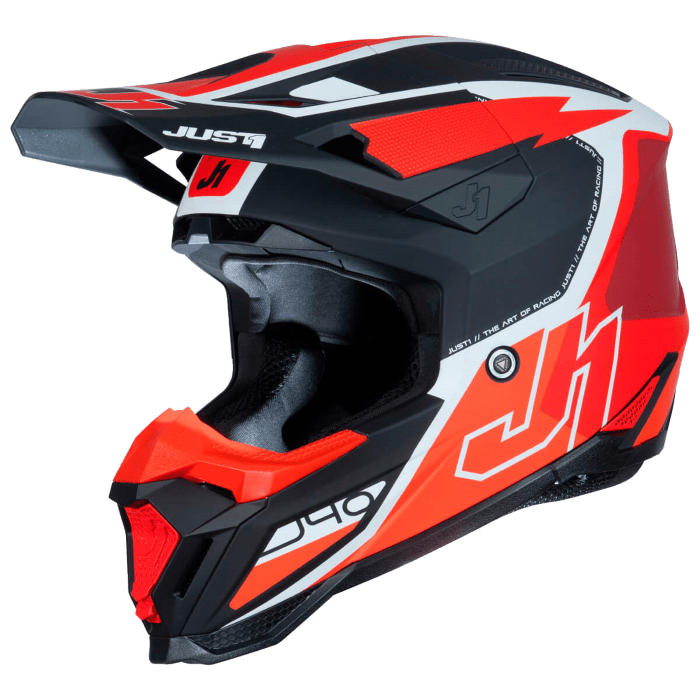 Шлем кроссовый JUST1 J40 FLASH красный/белый матовый