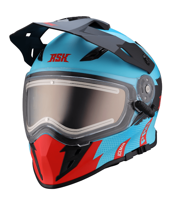 Шлем мотард для снегохода RSX Iceman (H-331) Winter / красно-голубой матовый